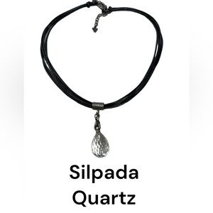 Unique Silpada necklace crystal teardrop quartz  leather cord